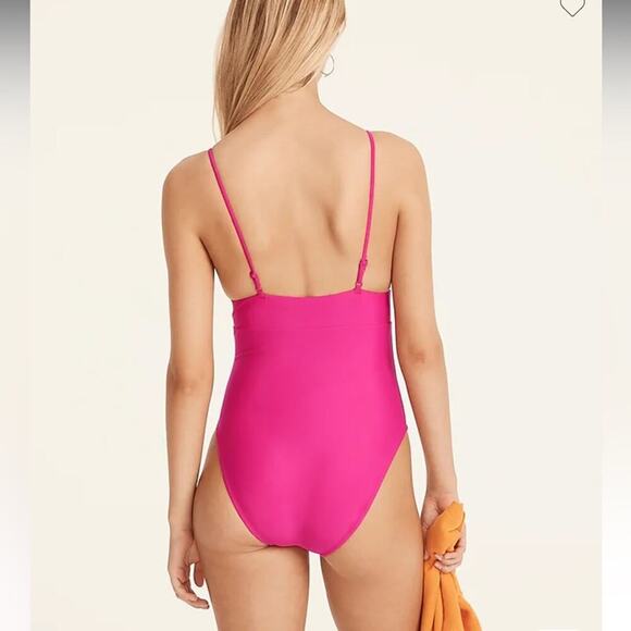 🆕 J. Crew PINK One Piece Sexy V Neckline Swimsuit Plus Barbie Classic 14 NWT - Picture 12 of 13